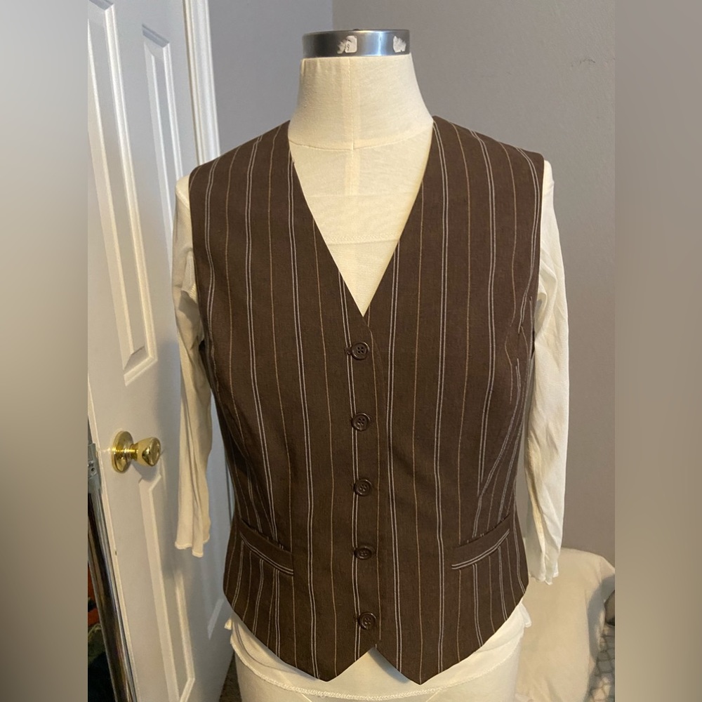 COPY - Brown pin stripe vest Size 12
